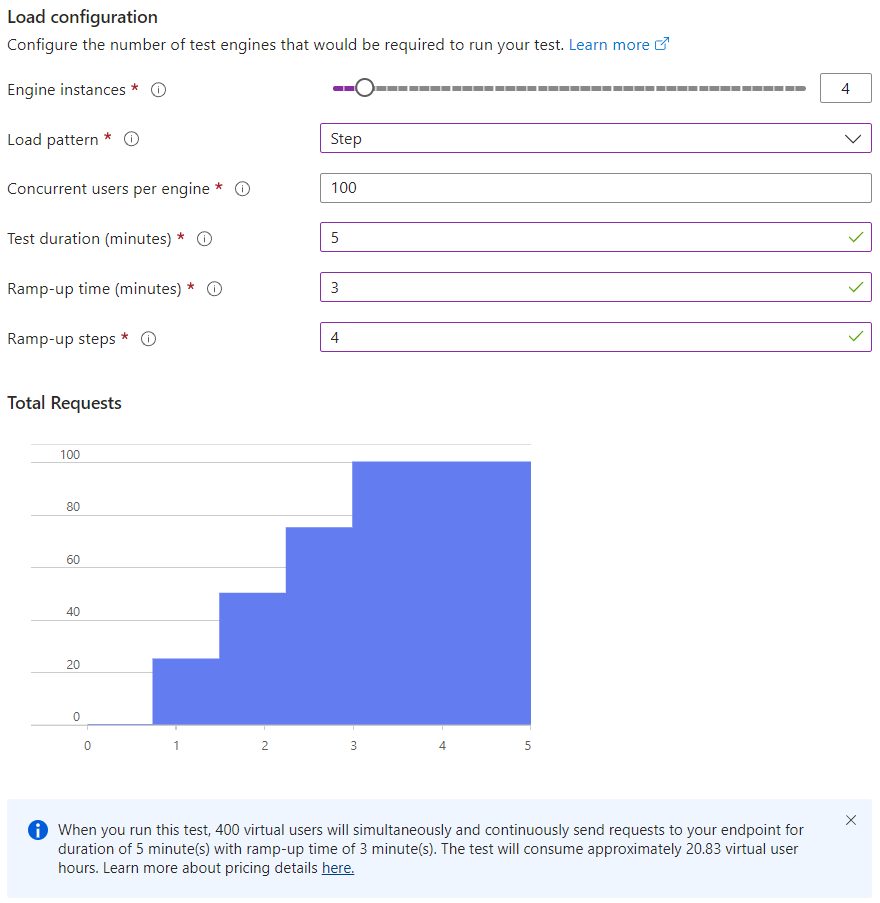 Configuring the load pattern through the Azure portal UI